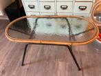 Vintage retro rotan glazen Rohe Noordwolde salontafel tafel, Huis en Inrichting, Tafels | Salontafels, 50 tot 100 cm, Ophalen of Verzenden
