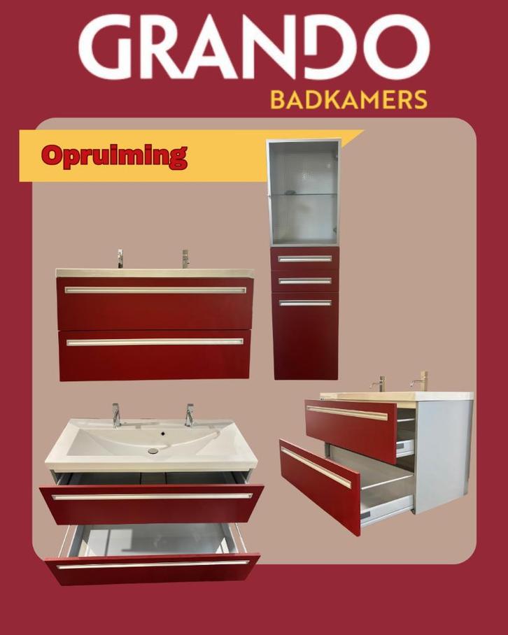 Unieke Rode Badmeubel met Kast, Huis en Inrichting, Badkamer | Badkamermeubels, Nieuw, Wastafelkast, Minder dan 100 cm, 100 tot 150 cm