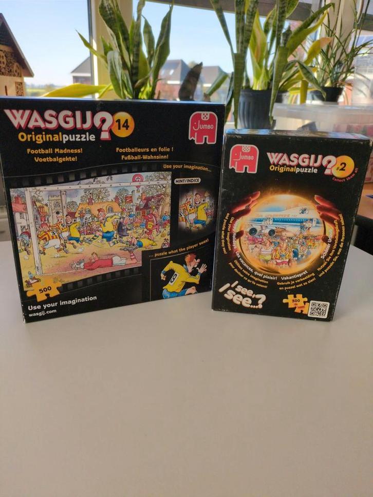 2 Wasgij Puzzels: Voetbalgekte & Vakantiepret, Hobby en Vrije tijd, Denksport en Puzzels, Zo goed als nieuw, 500 t/m 1500 stukjes
