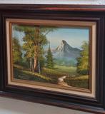 Landschapsschilderij met berg, Antiek en Kunst, Kunst | Schilderijen | Klassiek, Ophalen of Verzenden