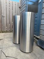 Luxe RVS plantenpot voor binnen, Tuin en Terras, Bloembakken en Plantenbakken, Ophalen, Minder dan 60 cm, Rond, Zo goed als nieuw