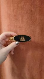 Vintage lipcase with mirror in gold, Gebruikt, Lippen, Ophalen of Verzenden, Goud
