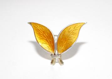 Schitterende David Andersen Zilver Geel Emaille Blad Broche beschikbaar voor biedingen
