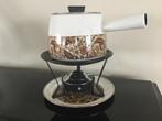 Retro Fancipans fondue set – bruin & goud Paisley – 1970s, Ophalen of Verzenden, Huis en Inrichting
