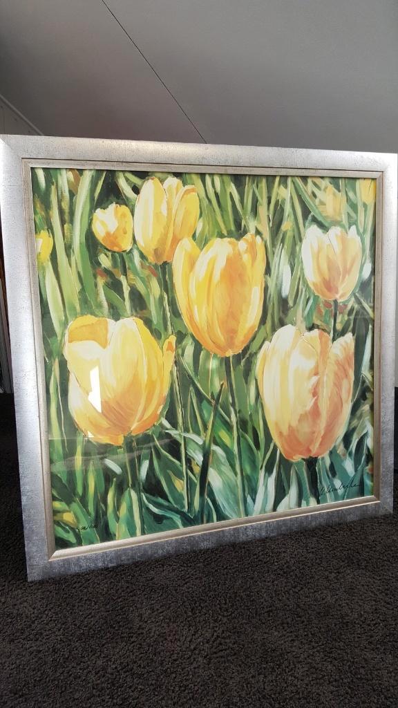 Tulpenschilderij, Huis en Inrichting, Woonaccessoires | Schilderijen, Tekeningen en Foto's, Zo goed als nieuw, Schilderij, 75 cm of meer