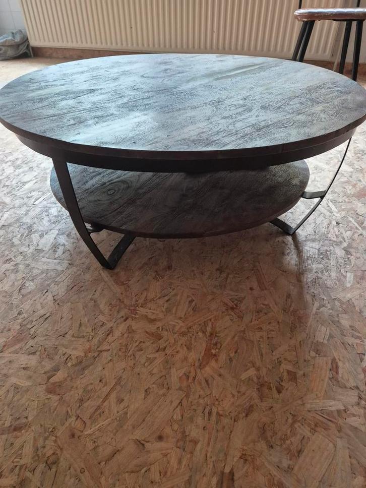 Ronde Salontafel met IJzeren Onderstel, Huis en Inrichting, Tafels | Salontafels, Ophalen of Verzenden