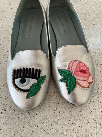 Chiara Ferragni zilver leren instap schoenen zgan maat 37 beschikbaar voor biedingen