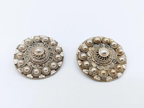 Zilveren clip oorbellen met Zeeuwse knop, Sieraden, Tassen en Uiterlijk, Oorbellen, Gebruikt, Hangers, Zilver, Zilver, Verzenden