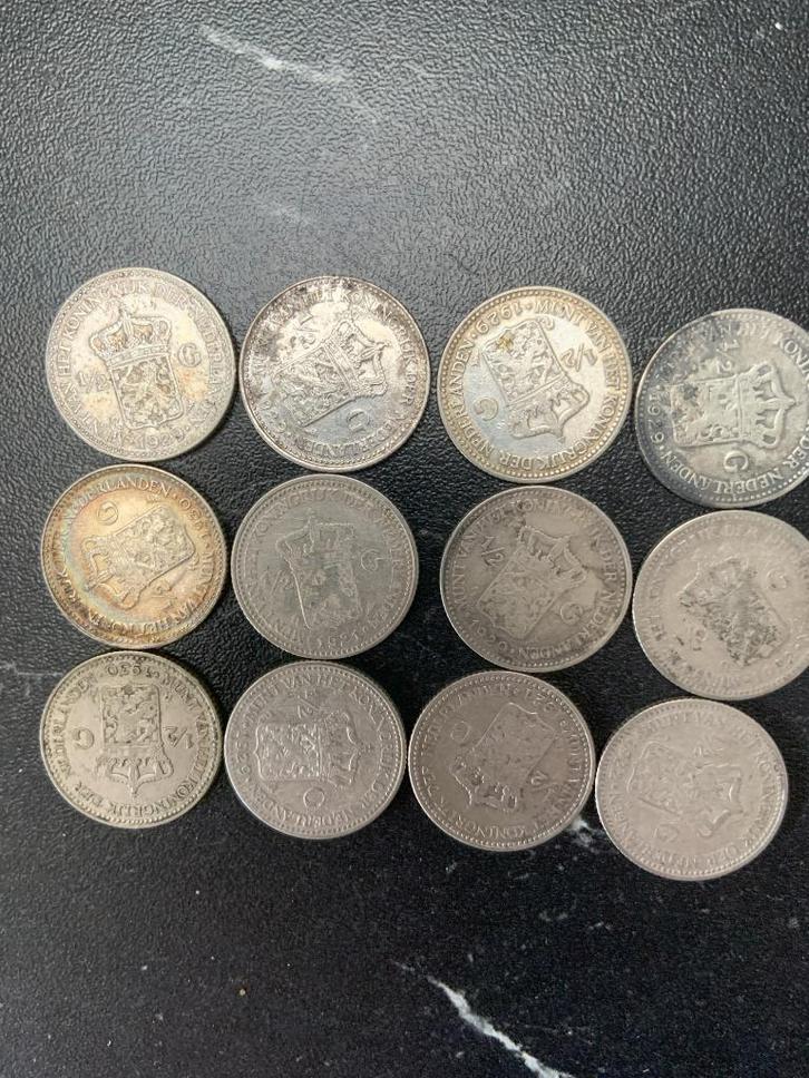 12 stuks halve gulden, Postzegels en Munten, Munten | Nederland, ½ gulden, Koningin Wilhelmina, Zilver, Ophalen of Verzenden