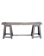 Antiek teakhouten bankje met donkere patina, Huis en Inrichting, Woonaccessoires | Overige, Ophalen of Verzenden, Gebruikt