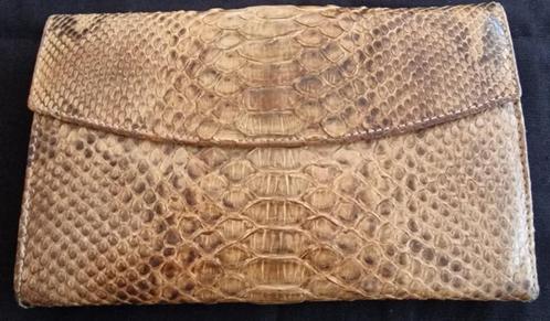 SLANGENLEREN PORTEMONNEE 20X12CM, Sieraden, Tassen en Uiterlijk, Portemonnees, Gebruikt, Overige merken, Bruin, Leer, Ophalen of Verzenden