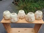 5 antieke beige, gemarmerde glazen lampenkapjes, Ophalen
