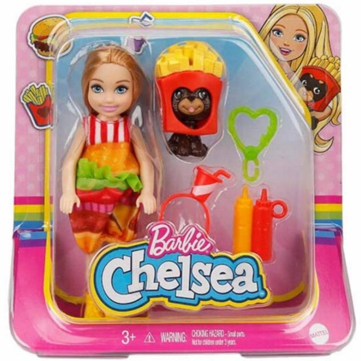 Barbie: Chelsea: Meisje met Hamburgerjurkje, Kinderen en Baby's, Speelgoed | Poppen, Nieuw, Barbie, Ophalen of Verzenden