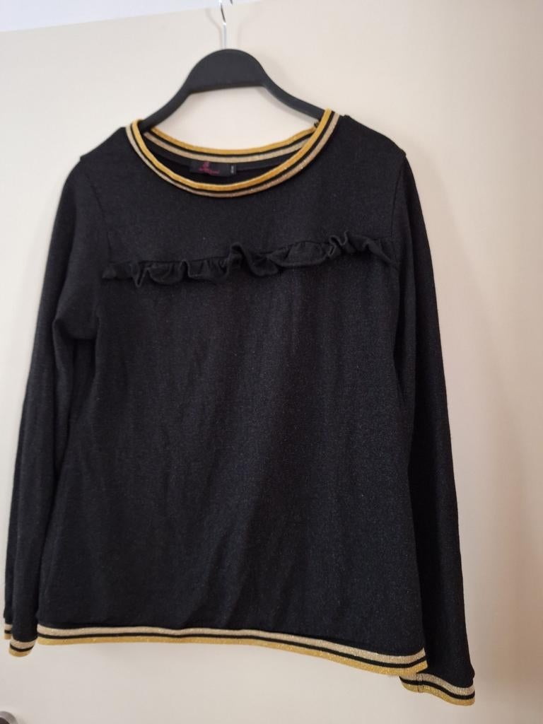 Dames shirt Savinni maat s/m  zwart, Kleding | Dames, Ophalen of Verzenden, Zo goed als nieuw, Zwart, Korte mouw