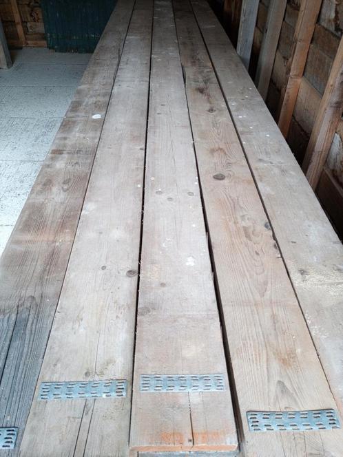 gebruikte steigerplanken € 17,50 per stuk € 4,- per meter, Doe-het-zelf en Verbouw, Hout en Planken, Zo goed als nieuw, Plank