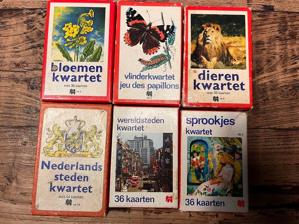 Vintage Jumbo Kwartetten - Natuur, Steden, Sprookjes, Hobby en Vrije tijd, Gezelschapsspellen | Kaartspellen, Gebruikt, Drie of vier spelers