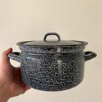 Grote emaille pan, blauw / grijs gewolkt, Ophalen of Verzenden