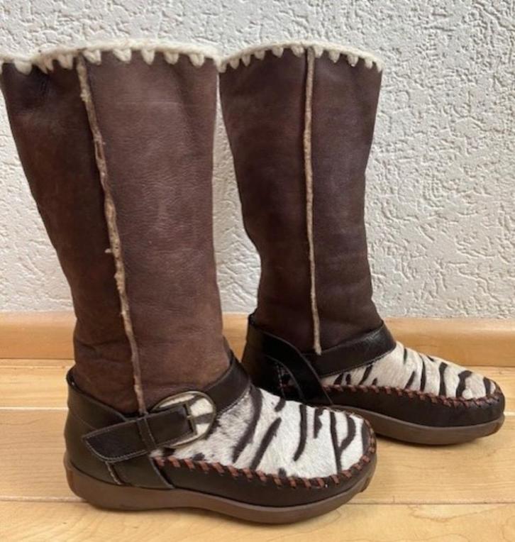 CP C & P hoge laarzen maat 39 bontgevoerd hair-on zebraprint, Kleding | Dames, Schoenen, Zo goed als nieuw, Hoge laarzen, Bruin