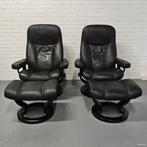2 lederen Stressless Reno Classic fauteuils hockers Setprijs, Ophalen, Gebruikt, Stressless, 75 tot 100 cm