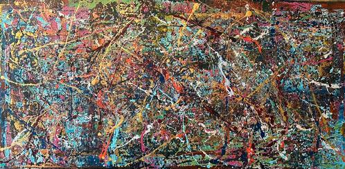 Valera- Kleurrijke abstract- Handgeschilderd- Uniek, Antiek en Kunst, Kunst | Schilderijen | Abstract, Ophalen of Verzenden