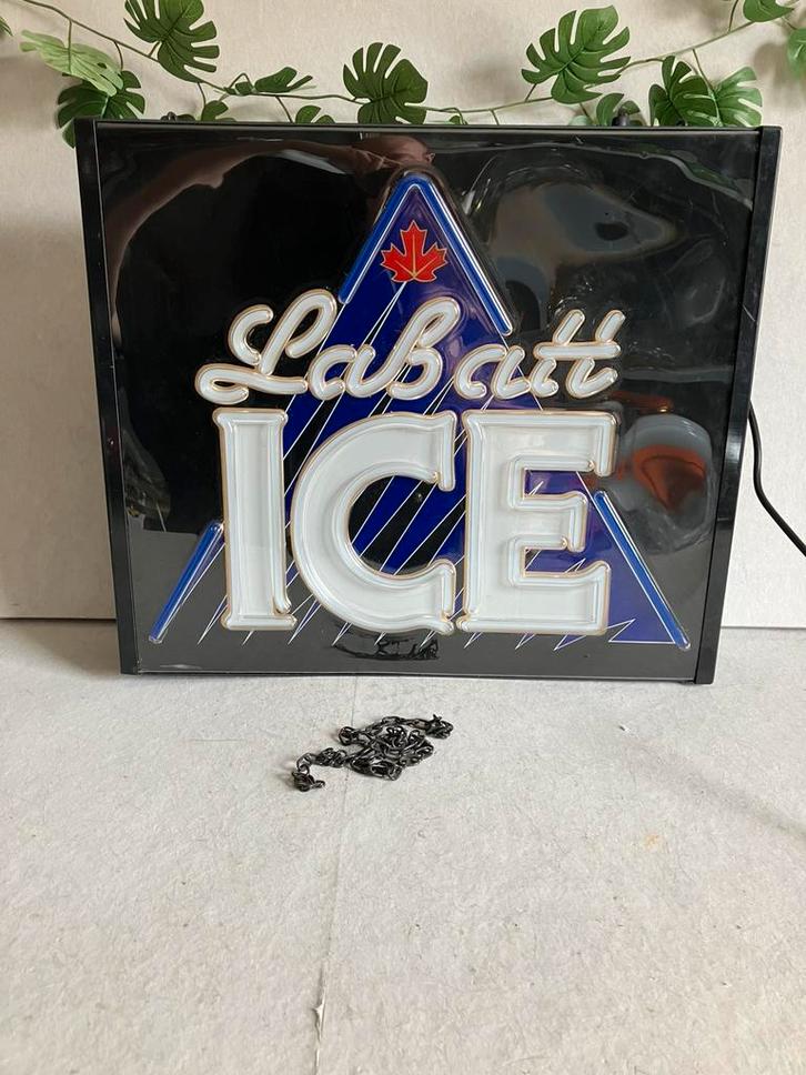 Labatt Ice bier lichtbak, vintage reclame lamp, reclame bier, Verzamelen, Biermerken, Gebruikt, Reclamebord, Plaat of Schild, Overige merken