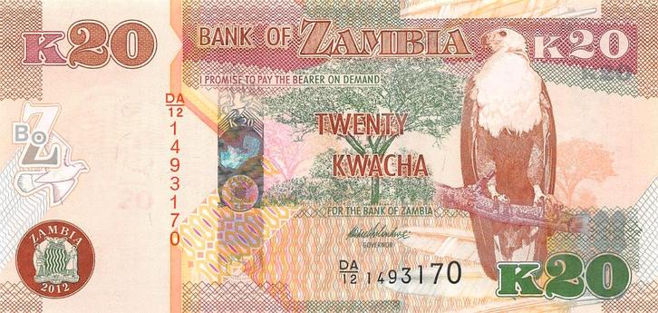 Zambia 20 Kwacha 2012 Unc pn 52a, Postzegels en Munten, Bankbiljetten | Afrika, Los biljet, Overige landen, Ophalen of Verzenden