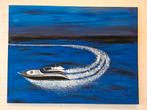 acryl schilderij 60_80. boot op de golven, Antiek en Kunst, Kunst | Schilderijen | Abstract, Ophalen of Verzenden