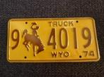 Kentekenplaat licenseplate Wyoming Truck 1974 USA, Gebruikt, Verzenden