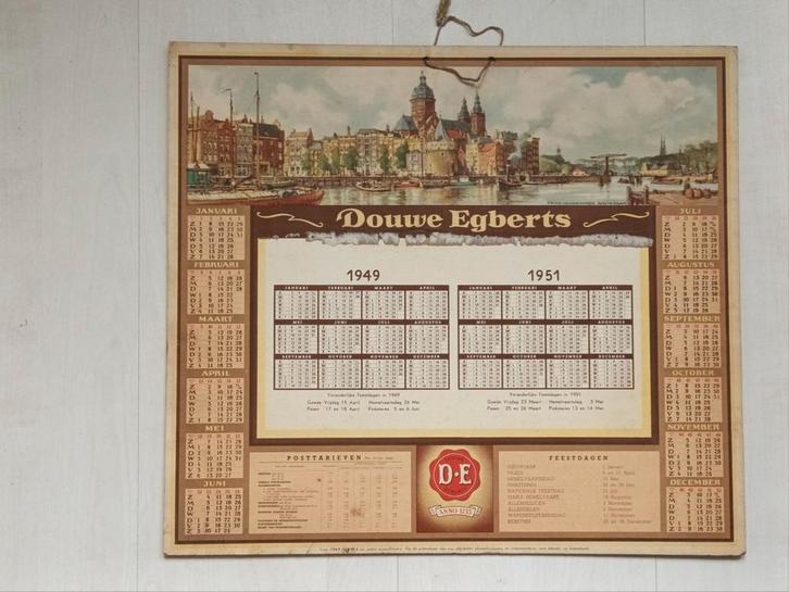 Oude Douwe Egberts Kalender 1949-1951, Antiek en Kunst, Curiosa en Brocante, Ophalen of Verzenden