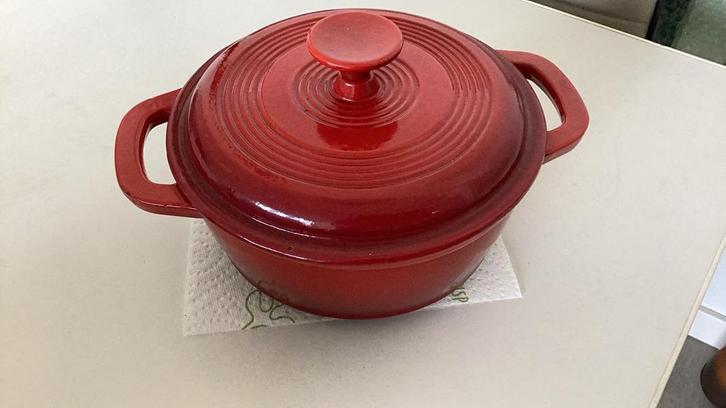 Rode Ernesto Braadpan/Stoofpan - Gietijzer, Huis en Inrichting, Keuken | Potten en Pannen, Gebruikt, Koekenpan of Braadpan, Gietijzer