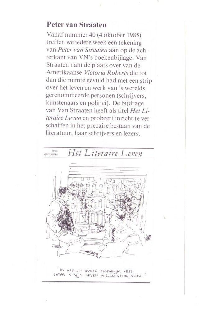Peter van Straaten knipsel 1986 Vrij Nederland, Ophalen of Verzenden, 1980 tot heden, Nederland, Knipsel(s)