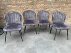 4 Eetkamerstoelen - Stoelen Velvet - Modern - Antraciet, Huis en Inrichting, Stoelen, Ophalen, Zo goed als nieuw