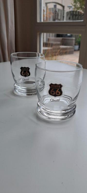 2x Route 66 Classic Whiskey Glazen beschikbaar voor biedingen