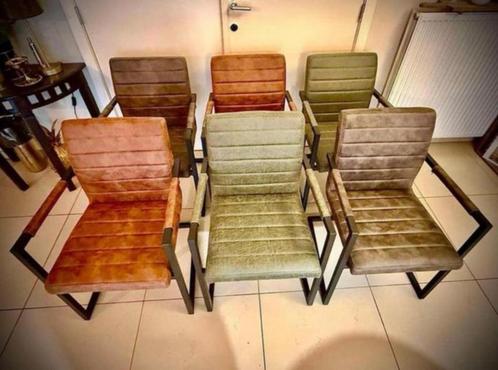 6 industriële stoelen in 3 kleuren, Huis en Inrichting, Stoelen, Nieuw, Vijf, Zes of meer stoelen, Metaal, Stof, Overige kleuren
