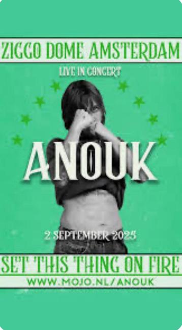 Anouk ZiggoDome 2 september 2 zitplek Vak 103 rij 12  beschikbaar voor biedingen