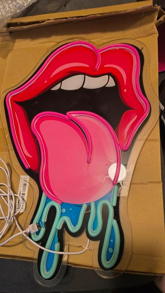 Rolling Stones LED Neon Licht - Nieuw, Antiek en Kunst, Kunst | Schilderijen | Modern, Ophalen of Verzenden