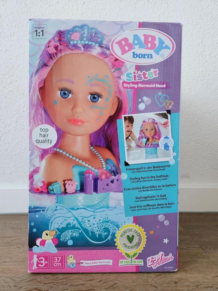 NIEUW Baby Born Sister stylinghoofd zeemeermin voor in bad, Kinderen en Baby's, Speelgoed | Poppen, Nieuw, Babypop, Ophalen