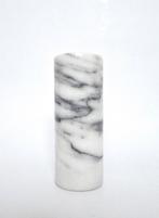 Vintage 80s marmeren carrara marmer steen vaas grijs S vtg, Ophalen, Steen, Overige kleuren, Zo goed als nieuw