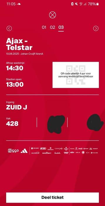 Ajax telstar 10 augustus 2 kaarten beschikbaar voor biedingen