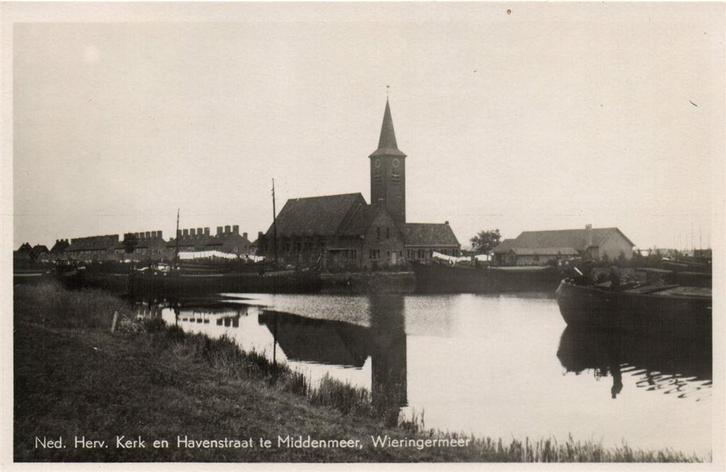 Ned. Herv. Kerk en Havenstraat te Middenmeer, Wieringermeer, Verzamelen, Ansichtkaarten | Nederland, Ongelopen, Noord-Brabant