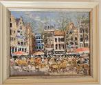 Niek van der Plas - Het leidse plein in Amsterdam, Antiek en Kunst, Ophalen of Verzenden