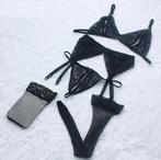 Zwart lingerie setje string bh jarretels en kousen dames, Kleding | Dames, Verzenden, Zwart, Setje