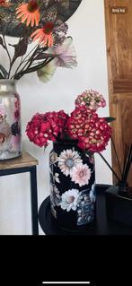 Bloemen Decoupage Vaas - Handgemaakt, Huis en Inrichting, Woonaccessoires | Vazen, Zwart, Nieuw, Ophalen of Verzenden, Glas