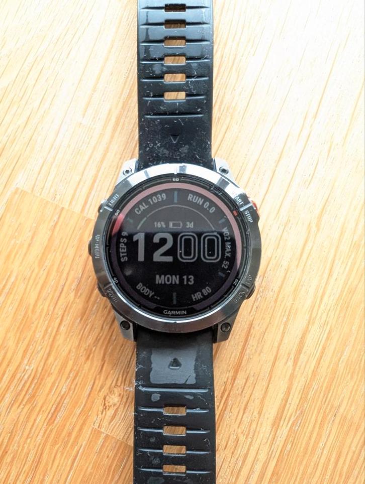 Garmin Fenix 7 Pro Solar 47mm Zwart - inc. Factuur, Sieraden, Tassen en Uiterlijk, Smartwatches, Zo goed als nieuw, Android, Zwart