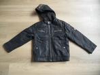 Stoere leren jongens jas maat 122 met capuchon, Ophalen of Verzenden, Zo goed als nieuw, Maat 128