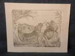 Leuke ets van Bamboe etende liggende panda door Cor Jong, Antiek en Kunst, Kunst | Etsen en Gravures, Ophalen of Verzenden
