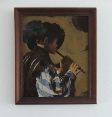 Hendrick ter Brugghen - De Fluitspeler (kopie in olieverf) beschikbaar voor biedingen