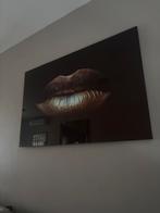 Gouden Lippen Schilderij, Huis en Inrichting, Woonaccessoires | Schilderijen, Tekeningen en Foto's, 50 tot 75 cm, Ophalen of Verzenden