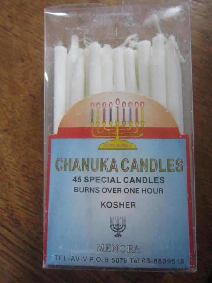 Chanoeka Chanuka Menorah kaarsen (Kosher) wit  30 stuks, Huis en Inrichting, Woonaccessoires | Kandelaars en Kaarsen, Zo goed als nieuw