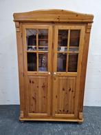 Massief grenen kledingkast buffetkast linnenkast commode, Ophalen, Gebruikt, Glas, 150 tot 200 cm